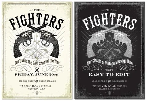 Vector retro gun poster Иллюстрация