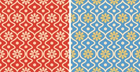 Vector retro Indian floral geometric seamless pattern in retro ethnic style.. イラスト素材