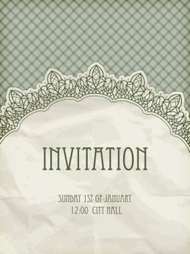 Vector retro  invitation temlate with  lacy napkin Stock Illustration