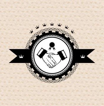 Vector retro label: stylized handshake Illustrazione stock