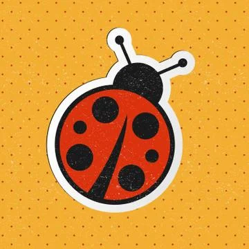 Vector retro ladybug sticker Stock Illustration