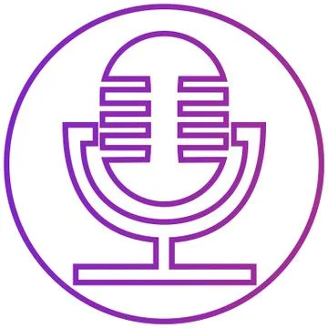 Vector retro line microphone icon in gradient isolated on white background. Stock Illustration