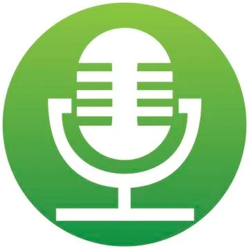 Vector retro microphone icon in green gradient circle isolated on white Ilustración de archivo