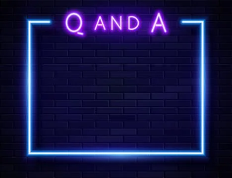 Vector Retro Neon Violet Question and Answer Frame Stock Illustration