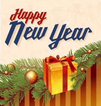 Vector retro new year illustration Stock Illustration