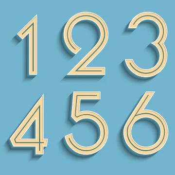 Vector retro numbers. Volumetric numbers. Vintage typography. 3D EPS10 Stock Illustration