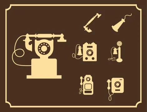 Vector retro phone icon set , vintage light icons 스톡 일러스트
