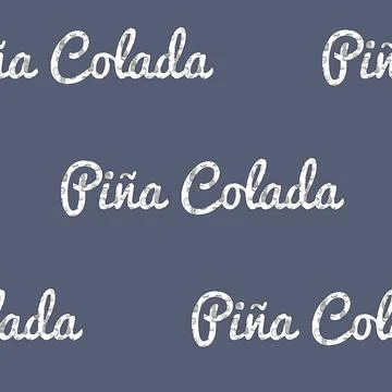 Vector Retro Pina Colada Pattern Letters on navy blue seamless pattern design. Stock Illustration