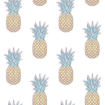 Vector Retro Pineapples Design on White seamless pattern design. イラスト素材