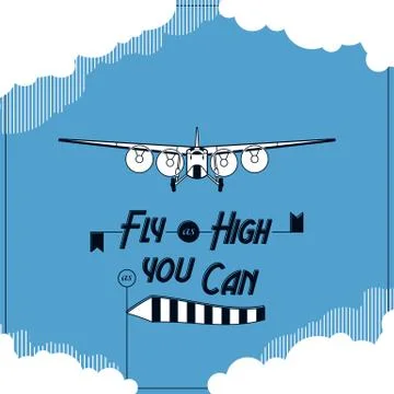Vector retro plane typographic card Stock Illustration