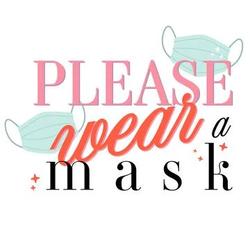 Vector Retro PLEASE WEAR A MASK for safety and health design. Stock Illustration