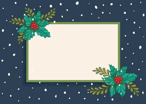 Vector retro postcard with Christmas plants Stock Illustration