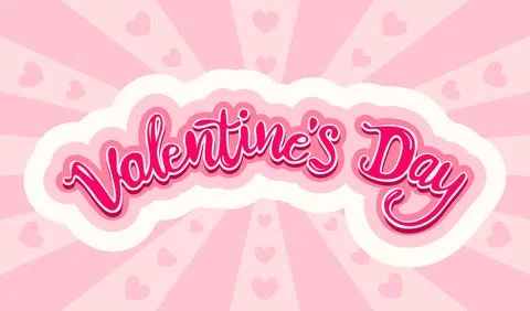 Vector retro poster for Valentine's day with hand drawing lettering. Logo f.. Stock-Illustration