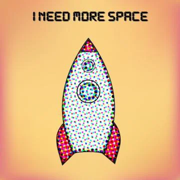 Vector retro rocket poster. Halftone stylized Stock-Illustration