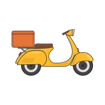 Vector retro scooter with a trunk, with boxes vintage stylish moped scooter for Illustrazione stock