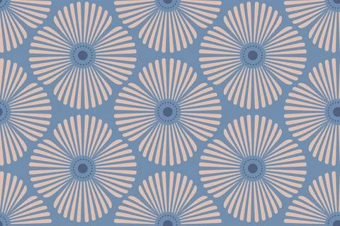 Vector Retro seamless abstract geometric floral pattern. Vintage geometric .. Stock Illustration