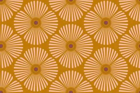 Vector Retro seamless abstract geometric floral pattern. Vintage geometric .. Stock Illustration