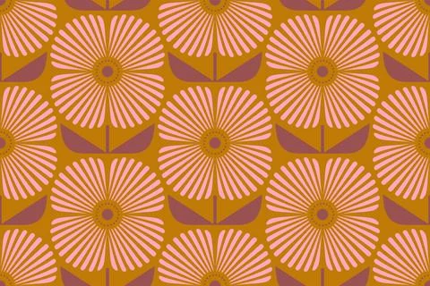 Vector Retro seamless abstract geometric floral pattern. Vintage geometric .. Stock Illustration