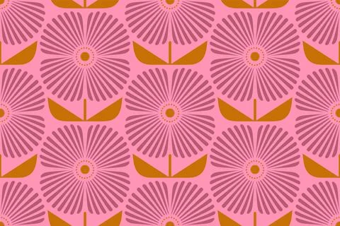Vector Retro seamless abstract geometric floral pattern. Vintage geometric .. Иллюстрация