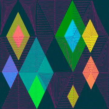 Vector Retro Seamless Pattern. Neon Pink Geometric Ornament and Bright Rhombus Stock Illustration