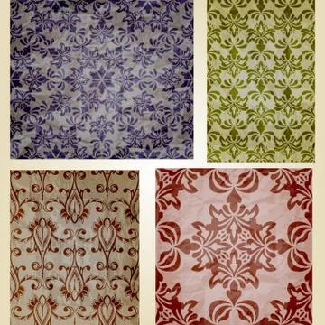 Vector retro seamless patterns on crumpled paper texture Stock Illustration