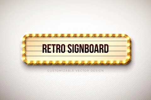 Vector Retro Signboard or Lightbox Illustration with Customizable Design on Stock Illustration