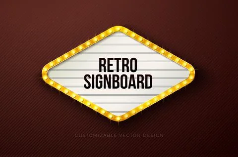 Vector Retro Signboard or Lightbox Illustration with Customizable Design on Dark Stock Illustration
