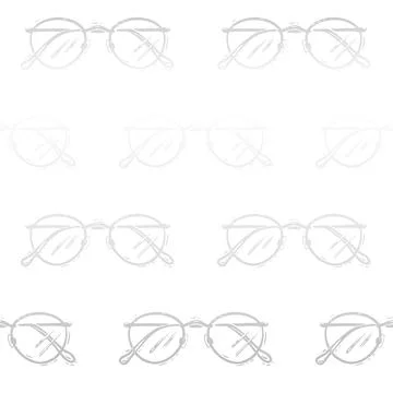 Vector Retro Silver Effect Glasses Line art seamless pattern background. Perfect Illustrazione stock