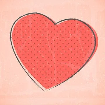 Vector retro sketchy heart Stock Illustration