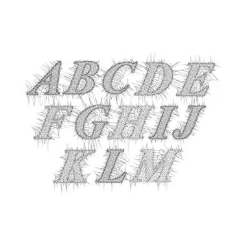 Vector of retro slanted font and alphabet in style Voronoi Stock Illustration