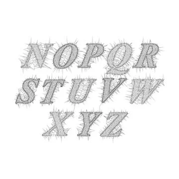 Vector of retro slanted font and alphabet in style Voronoi Stock Illustration