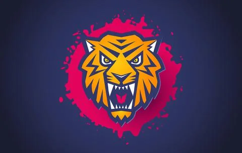 Vector retro sport logo with head of a tiger. Illustration