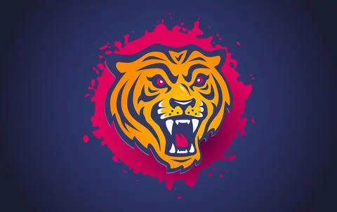 Vector retro sport logo with head of a tiger. イラスト素材