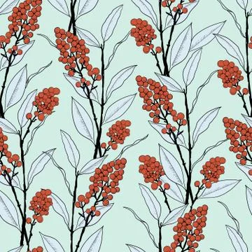 Vector retro style hand-drawn berry seamless pattern Stock Illustration