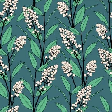Vector retro style hand-drawn berry seamless pattern Stock Illustration