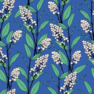 Vector retro style hand-drawn berry seamless pattern Stock Illustration