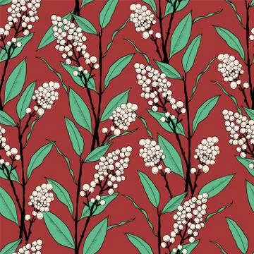 Vector retro style hand-drawn berry seamless pattern Stock Illustration