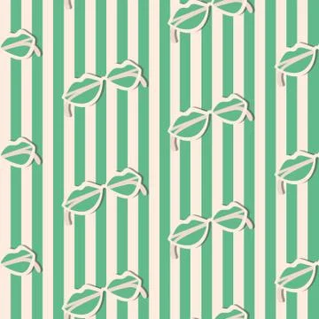 Vector retro style sunglasses icon stripe seamless pattern Stock Illustration