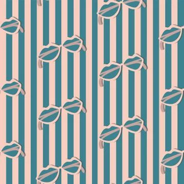 Vector retro style sunglasses icon stripe seamless pattern Stock Illustration