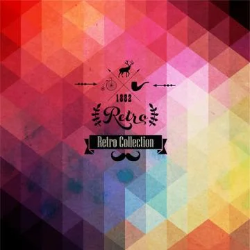 Vector retro supply on hipster background made of triangles. retro styled bad Stock-Illustration