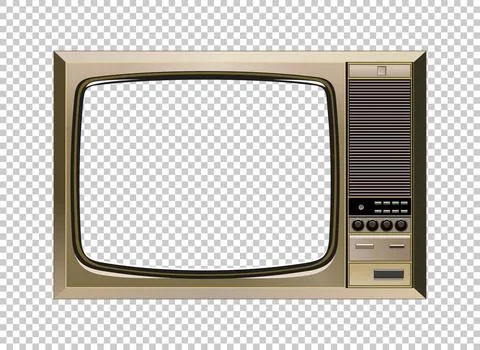 Vector retro television mock up isolate on transparent grid Stock Illustration