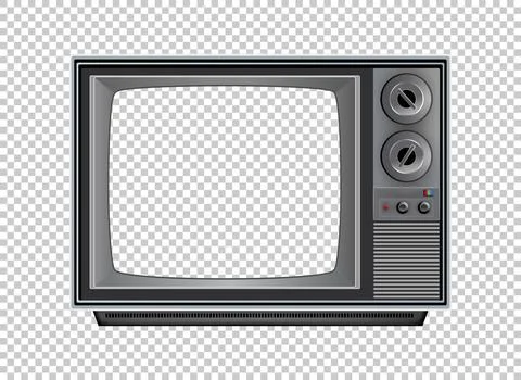 Vector retro television mock up isolate on transparent grid 스톡 일러스트