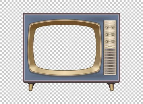 Vector retro television mock up isolate on transparent grid Stock Illustration