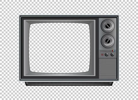 Vector retro television mock up isolate on transparent grid Stock Illustration