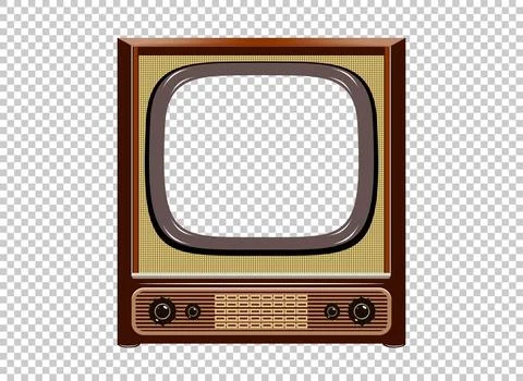Vector retro television mock up isolate on transparent grid Stock Illustration