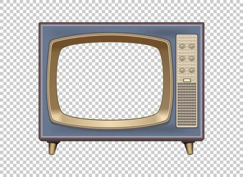 Vector retro television mock up isolate on transparent grid Illustrazione stock