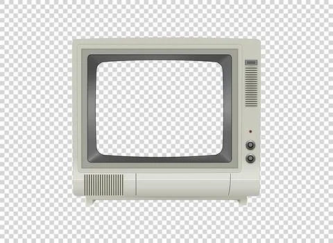 Vector retro television mock up isolate on transparent grid Stock Illustration