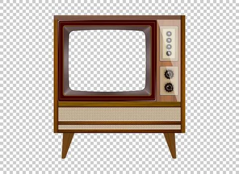 Vector retro television mock up isolate on transparent grid Stock Illustration