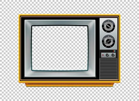 Vector retro television mock up isolate on transparent grid Illustrazione stock