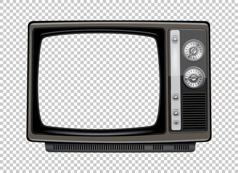 Vector retro television mock up isolate on transparent grid Stock Illustration